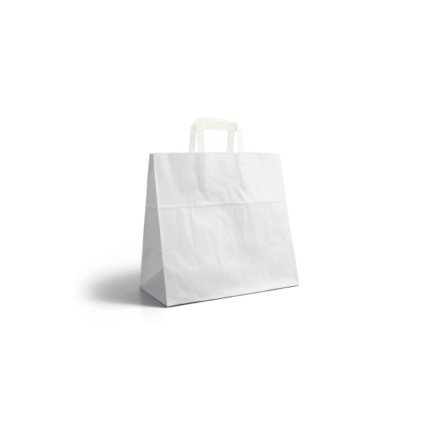 Sac poignée plate - Blanc snack takeaway sans impression