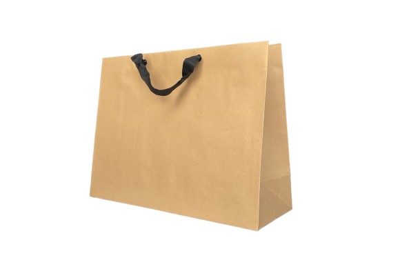 Sac Papier Kraft Poignée Ruban Noir