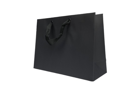 Sac Papier Noir Poignée Ruban Noir