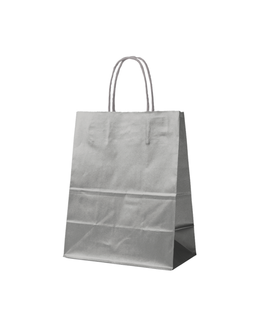 SILVER PAPER BAG L