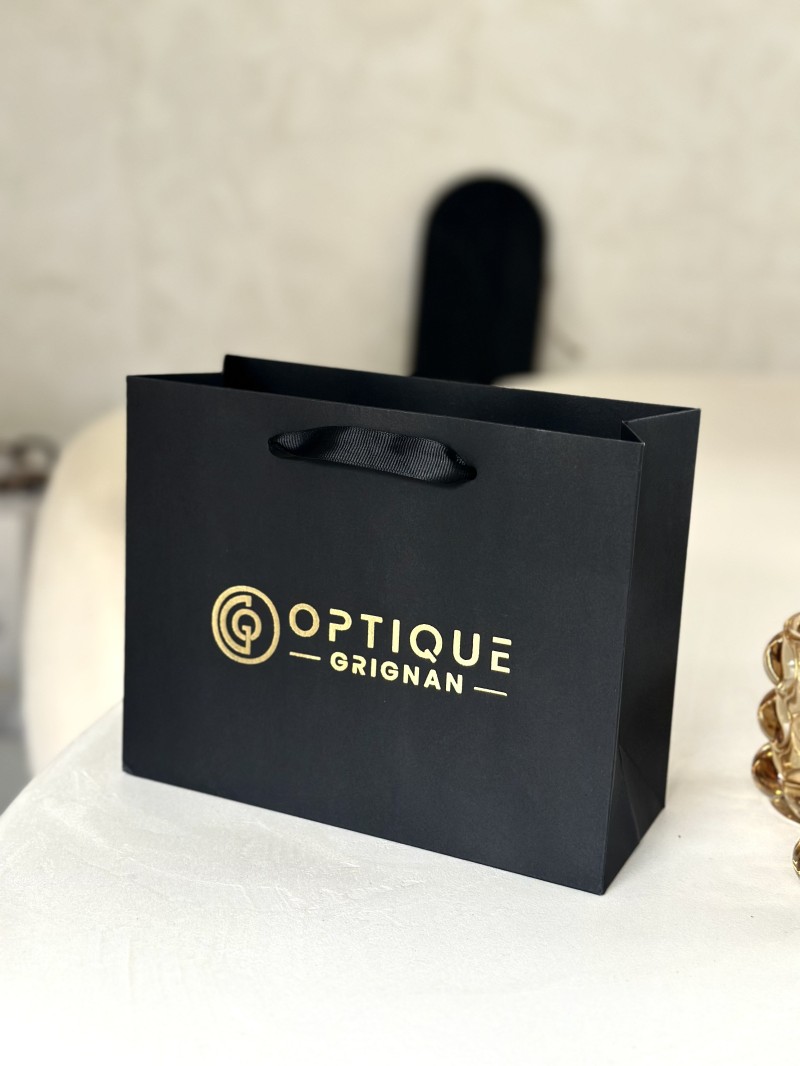 Luxury paper bags - Black S - Ribbon handles