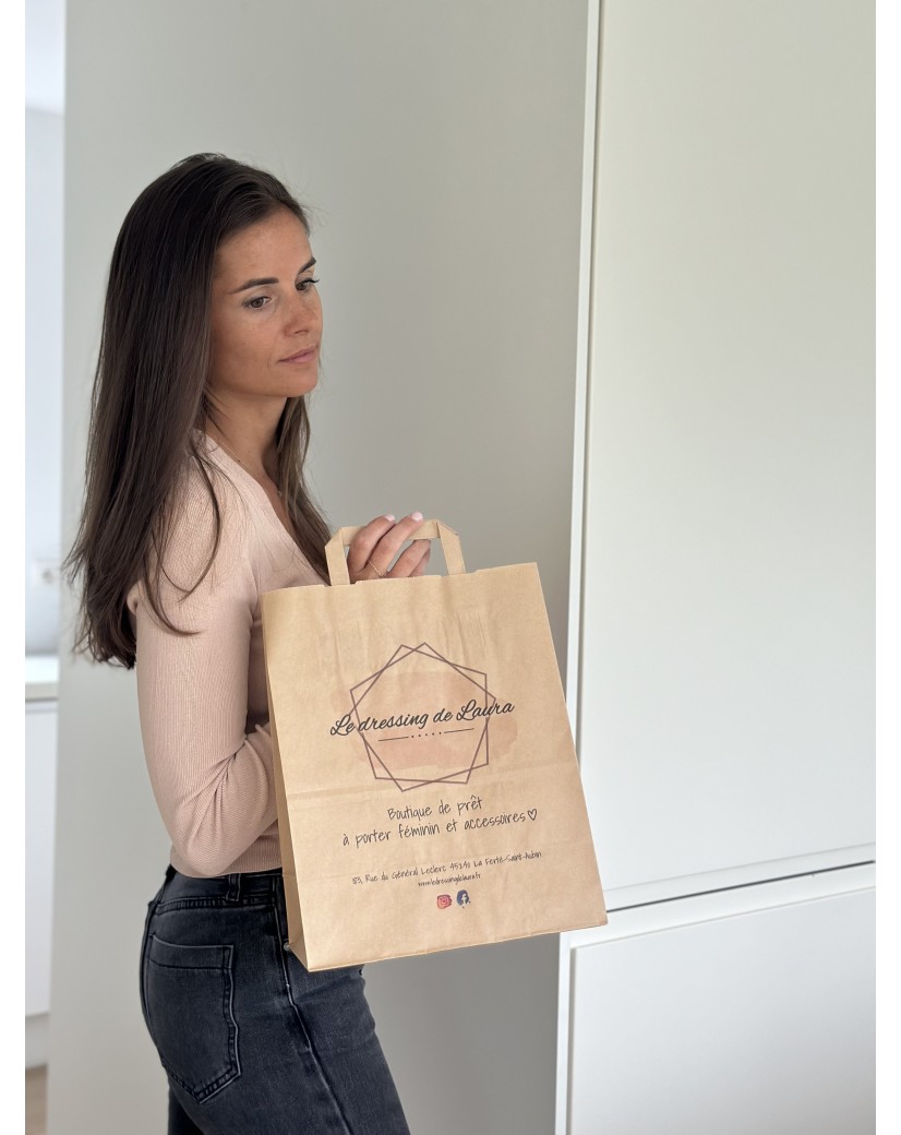 Customizable kraft paper bag 26x14x32cm from 70 EUR for 200 bags