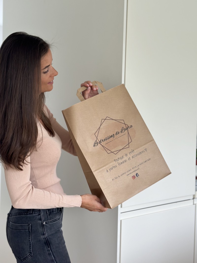 Customizable kraft paper bag 26x14x32cm from 70 EUR for 200 bags