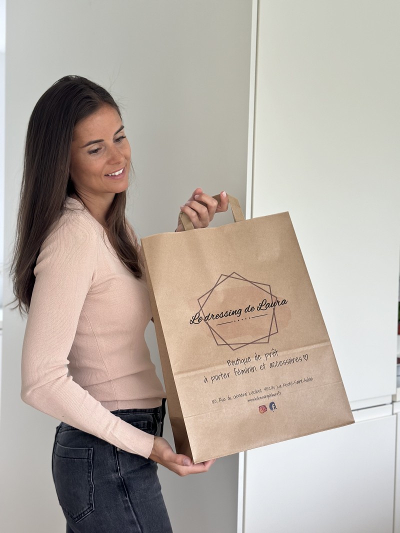 Customizable kraft paper bag 26x14x32cm from 70 EUR for 200 bags