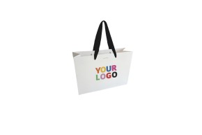 Luxury paper bags - White S - Ribbon handles