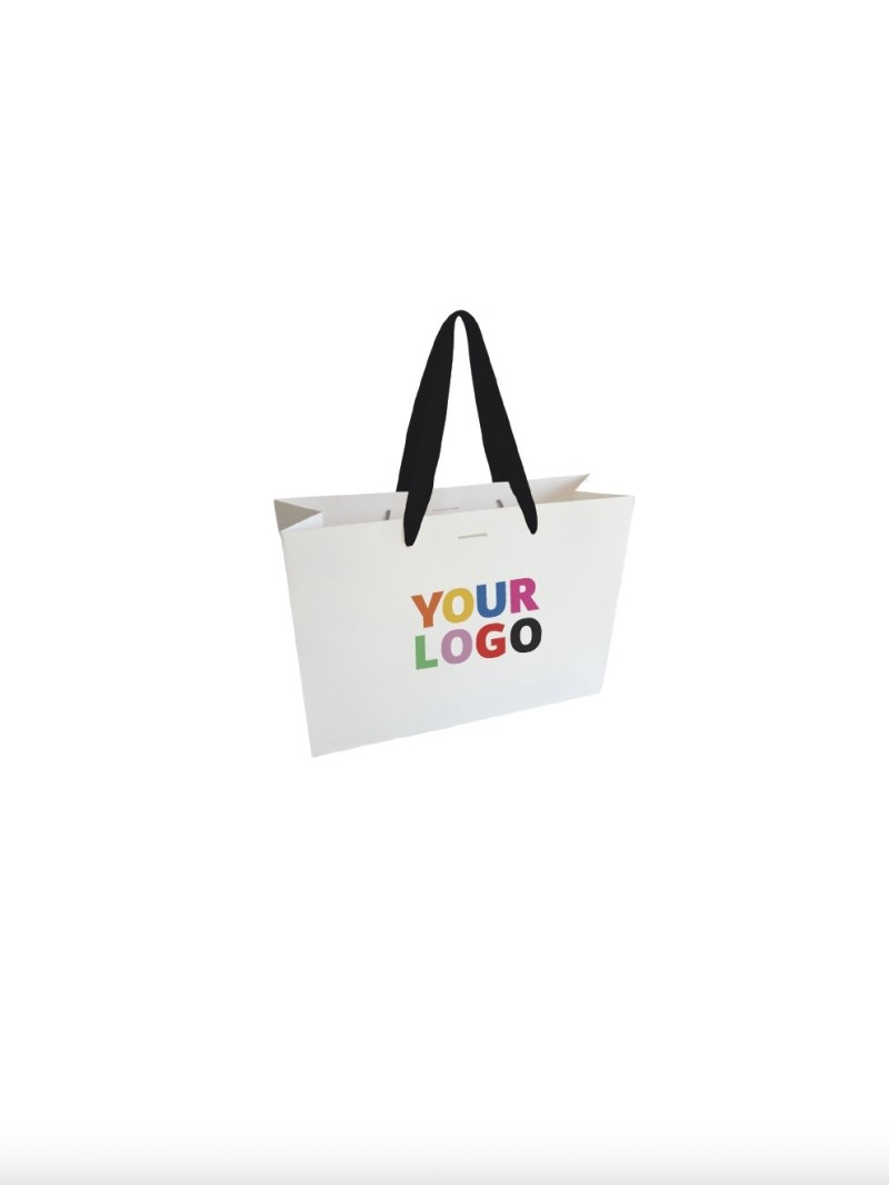 Luxury paper bags - White S - Ribbon handles