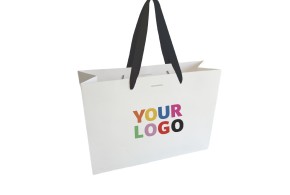 Luxury paper bags - White L - Ribbon handles