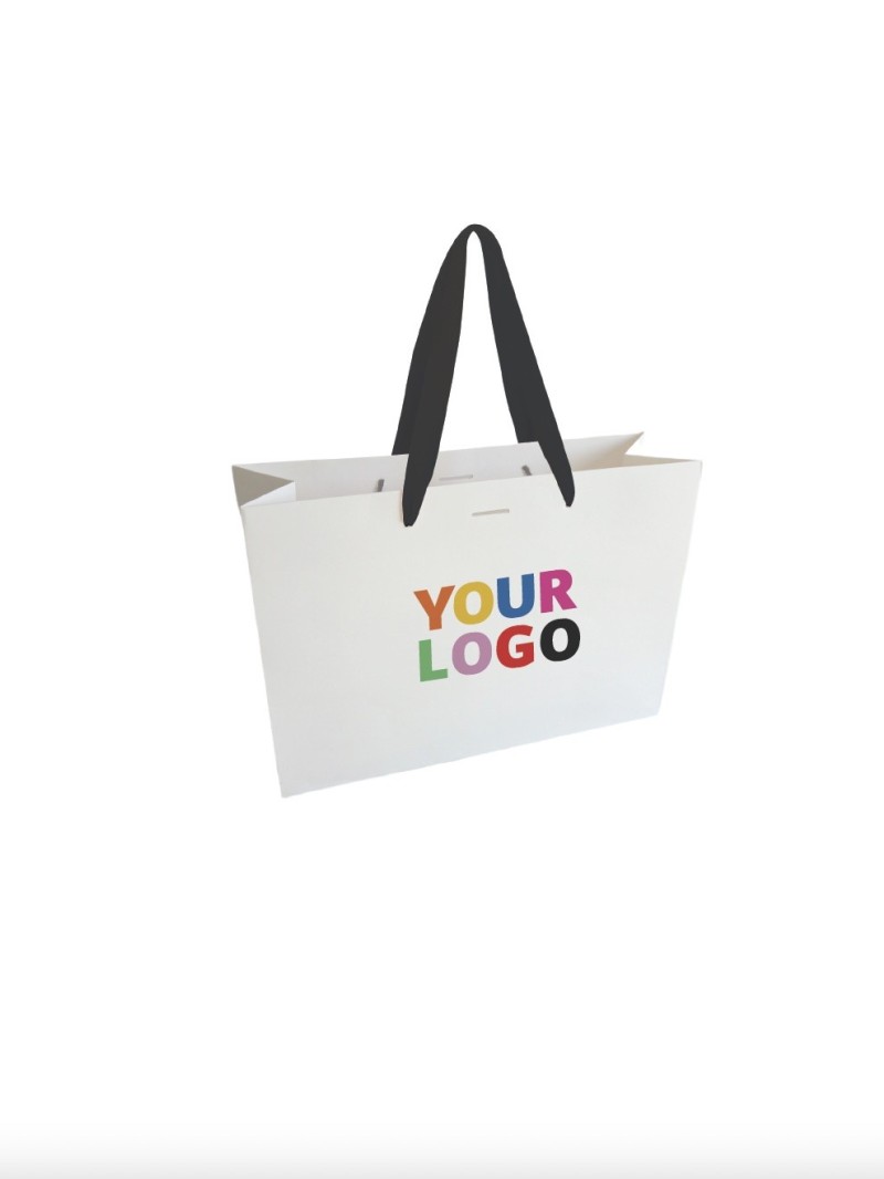 Luxury paper bags - White M - Ribbon handles