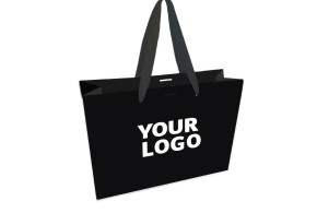 Luxury paper bags - Black L - Ribbon handles