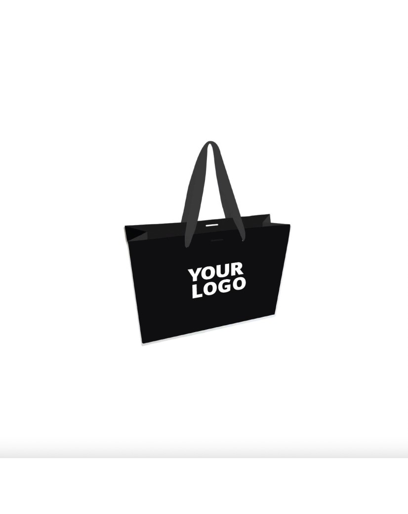 Luxury paper bags - Black M - Ribbon handles