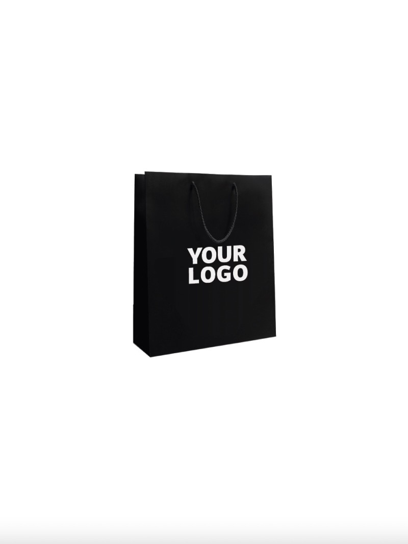 Luxury paper bags - Black S - Drawstring handles