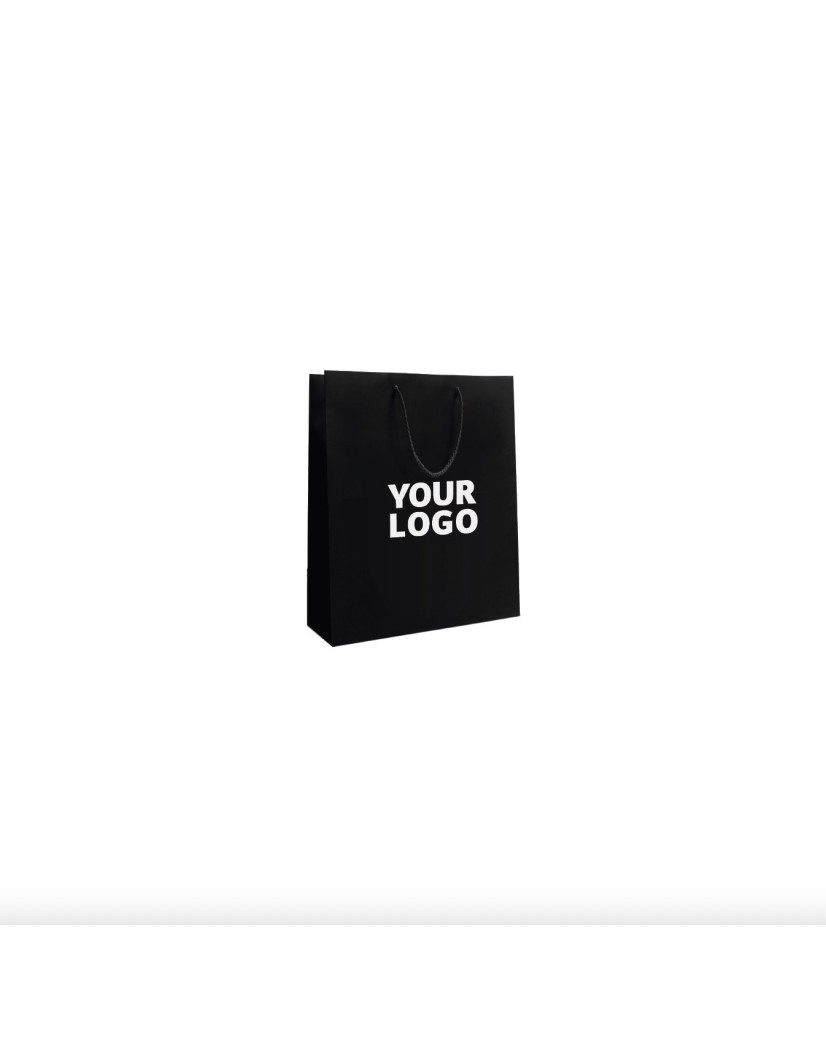 Luxury paper bags - Black S - Drawstring handles