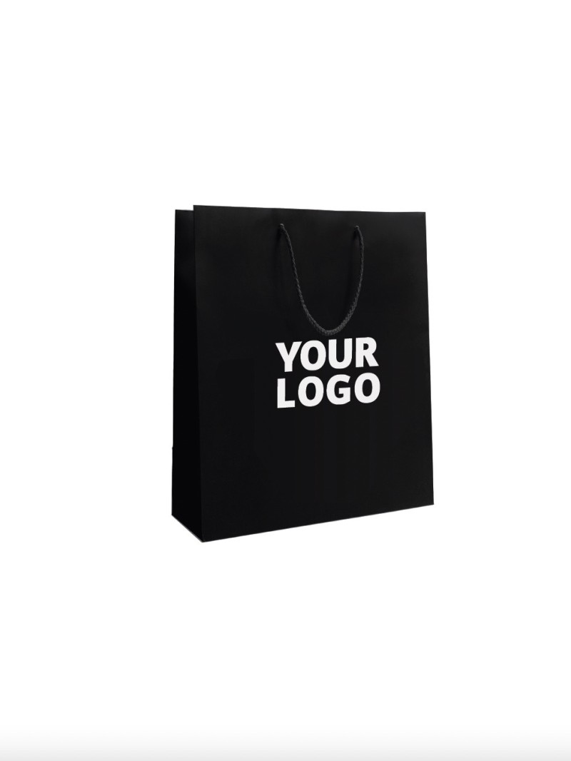 Luxury paper bags - Black M - Drawstring handles