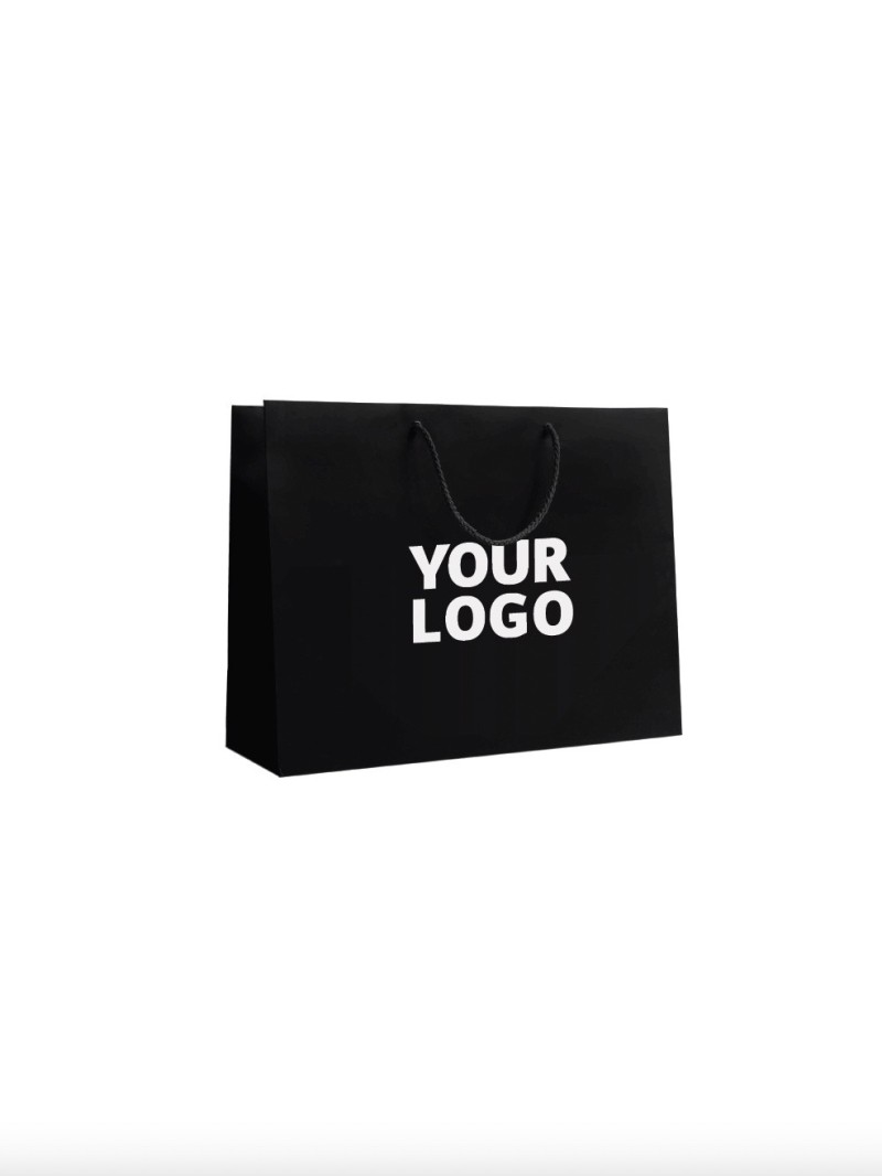 Luxury paper bags - Black L - Drawstring handles