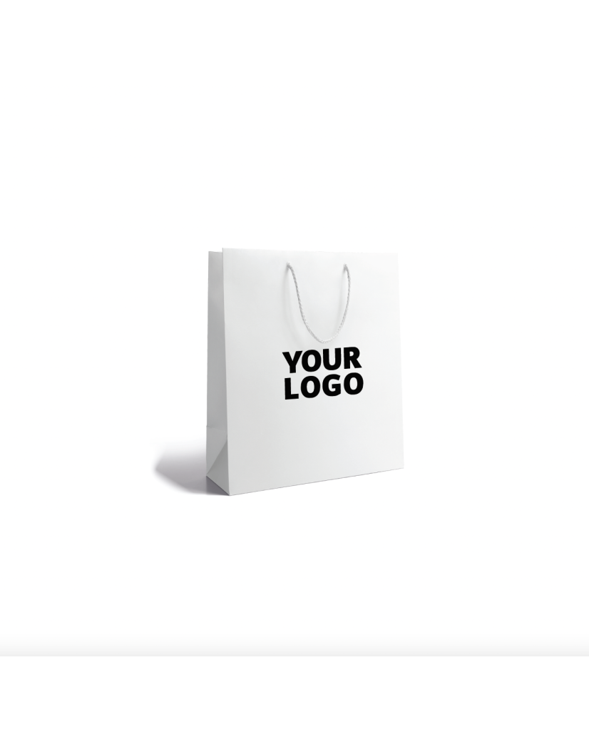 Luxury paper bags - White M - Drawstring handles