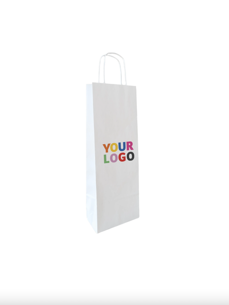 Customizable 1-bottle white bag, express delivery & low price.