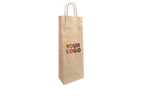 Customizable brown kraft 1-bottle bag, express delivery & low price.