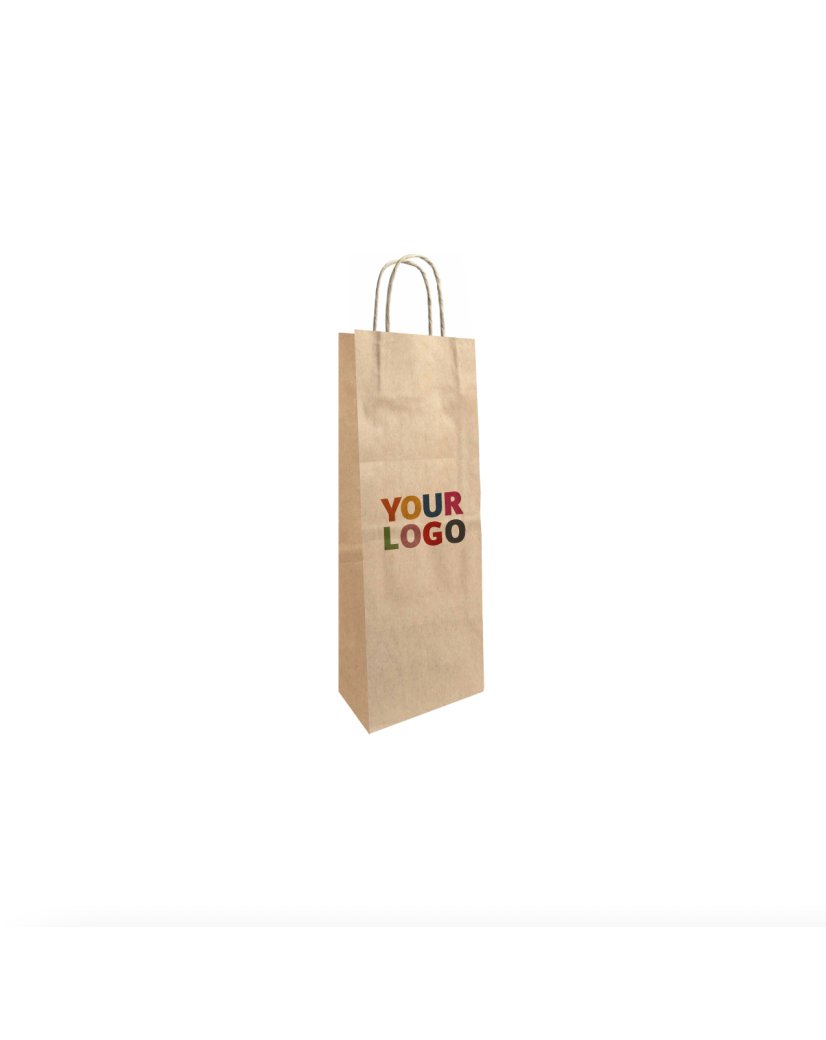 Customizable brown kraft 1-bottle bag, express delivery & low price.