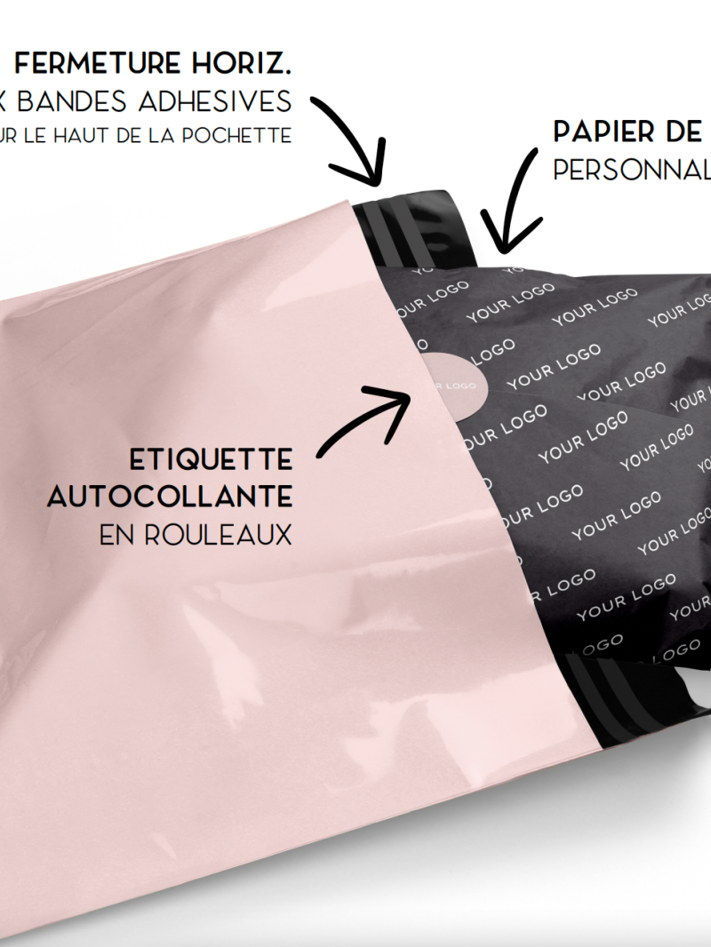 Sobre grande de plástico rosa personalizado - Diseño París