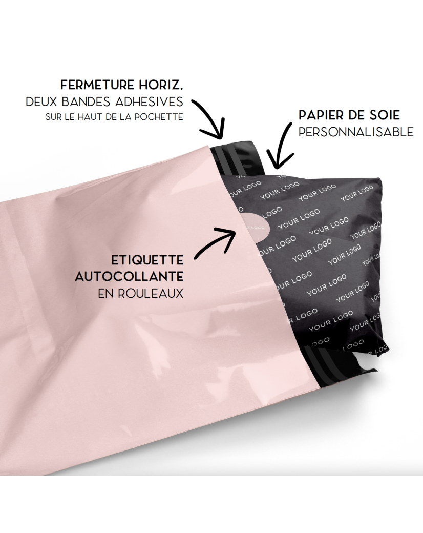 Grande enveloppe en plastique rose personnalisée - Modèle Paris