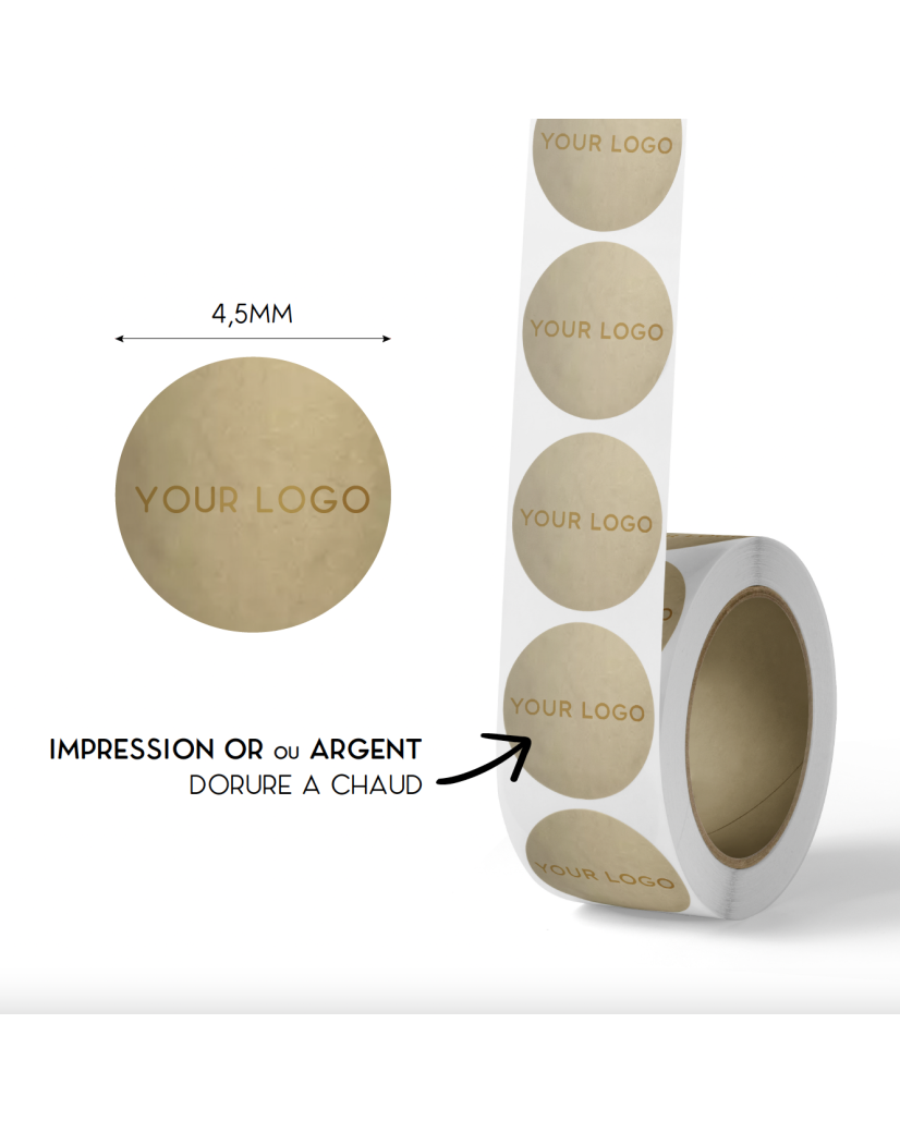 Etiquette ronde 4,5cm - Doré mat (logo or/argent)