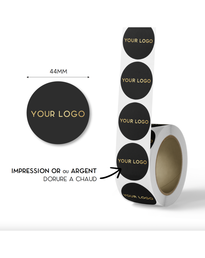 Round label - Black (gold/silver logo)