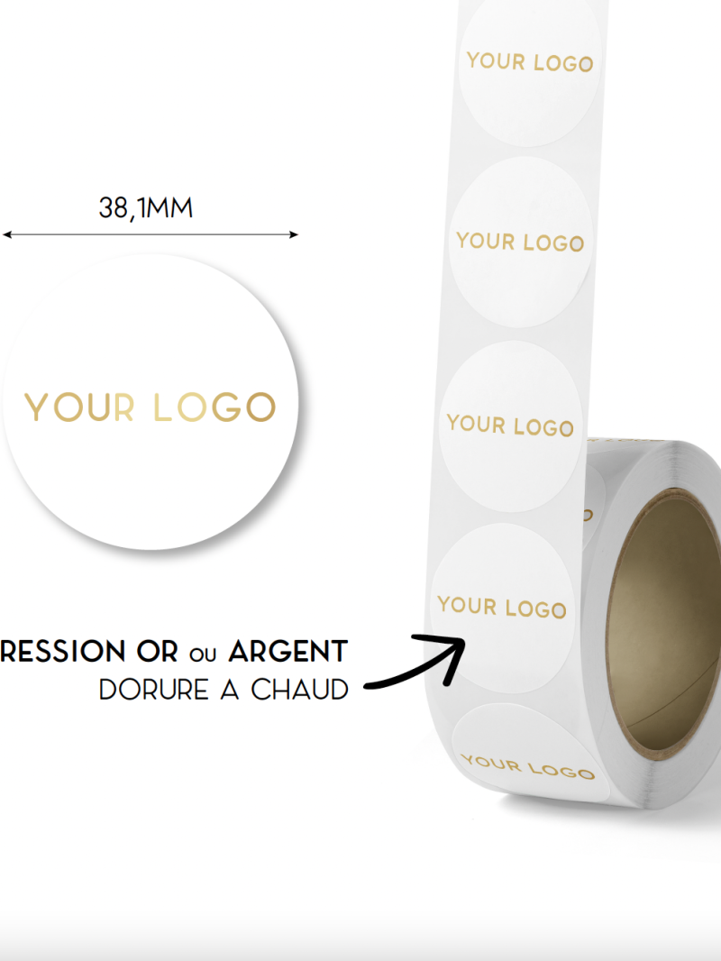 Round label - White (gold/silver logo)