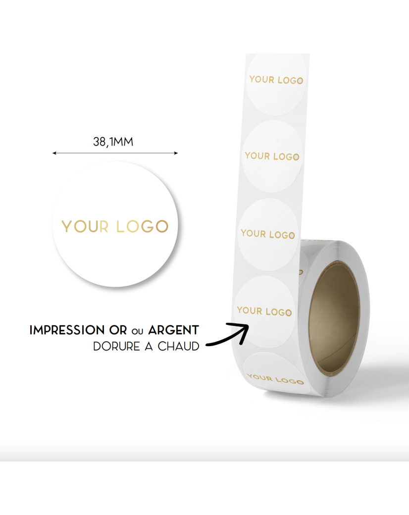 Round label - White (gold/silver logo)