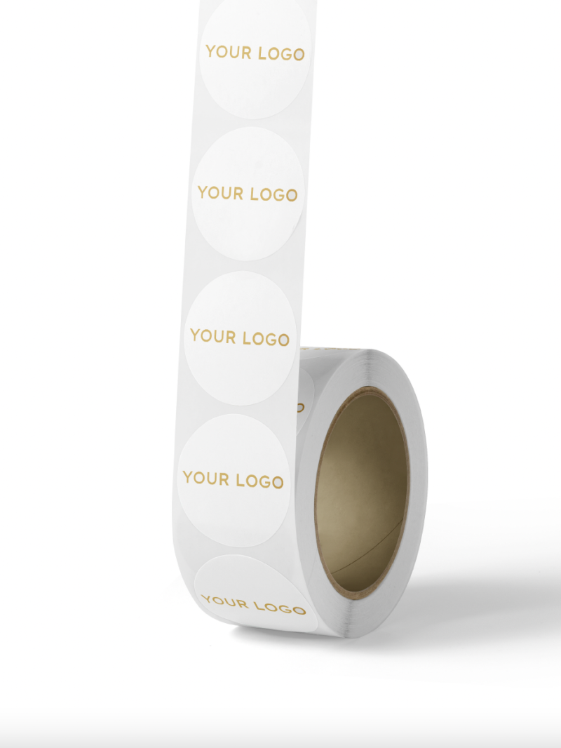 Round label - White (gold/silver logo)