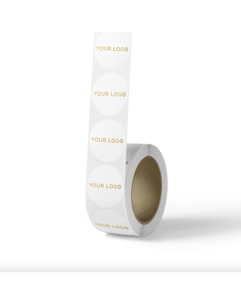 Round label - White (gold/silver logo)