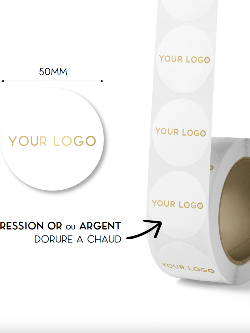 Round label - White (gold/silver logo)