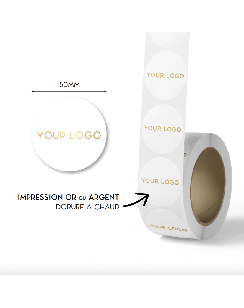 Round label - White (gold/silver logo)