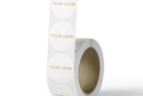 Round label - White (gold/silver logo)