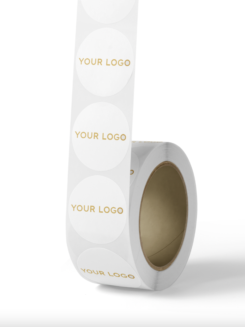 Round label - White (gold/silver logo)