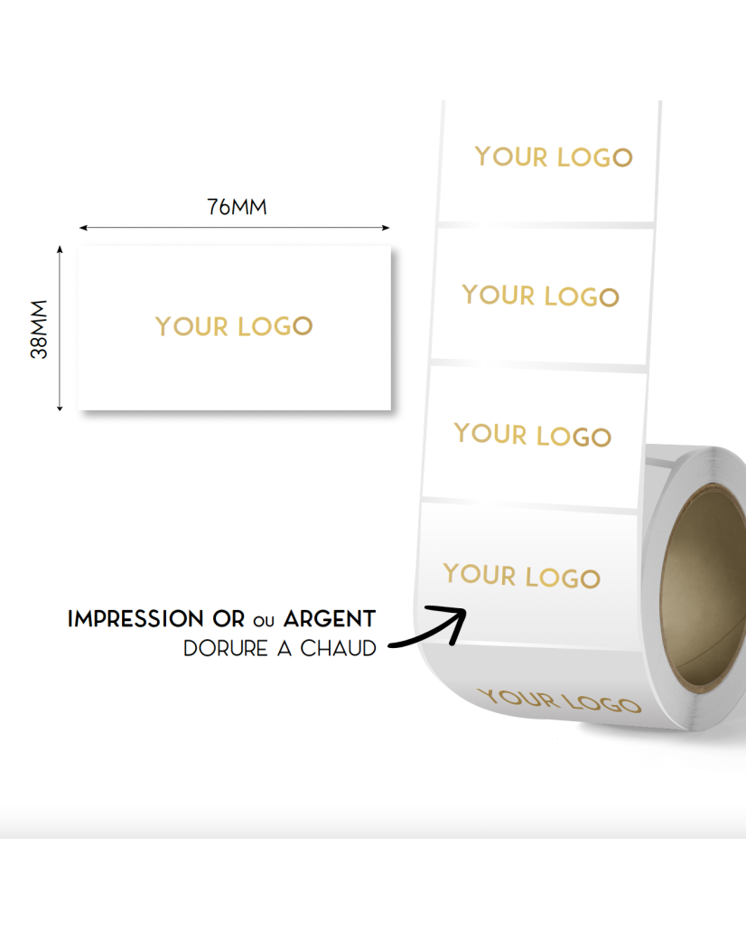 Rectangular label - White (gold/silver logo)