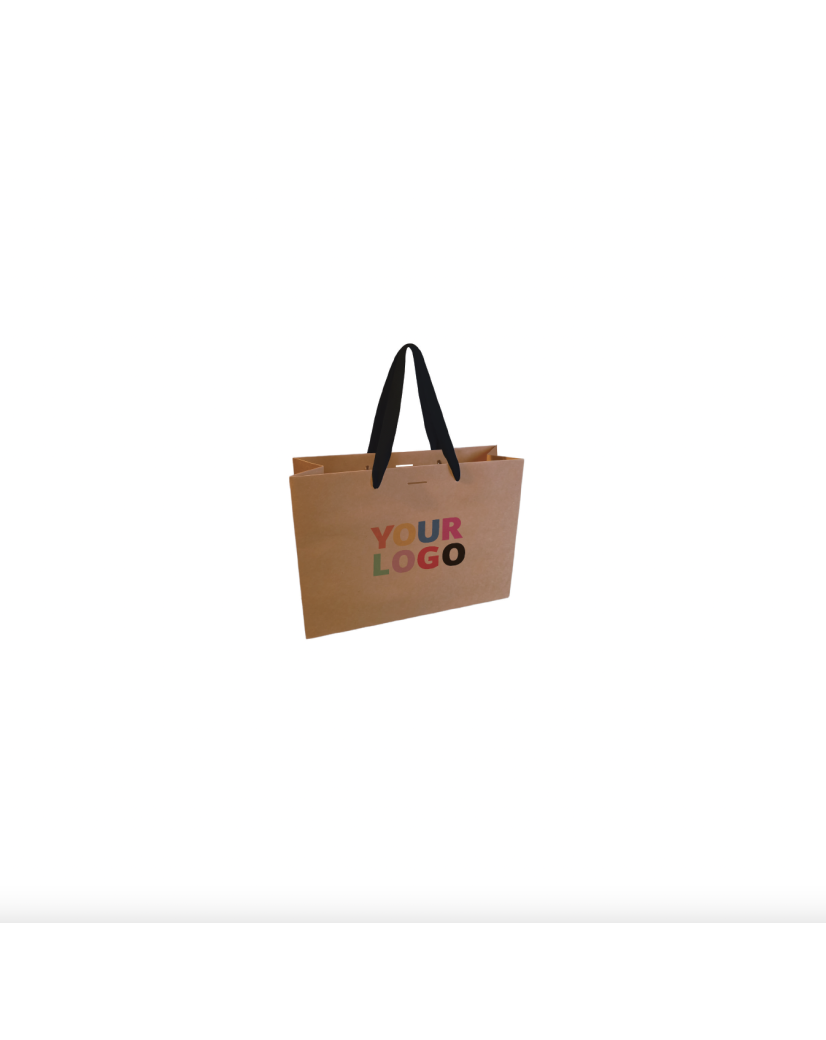 Chronopack Sac papier luxe poignées rubans - Kraft S