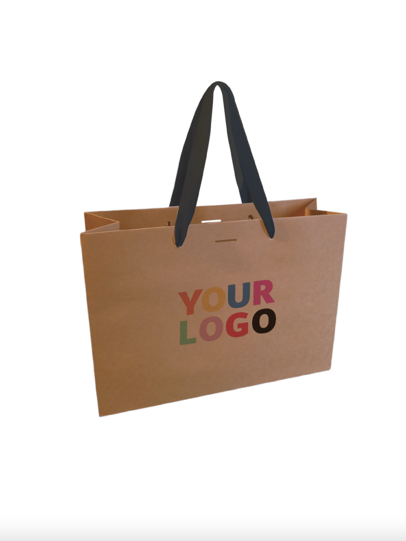 Luxury paper bags - Kraft L - Ribbon handles