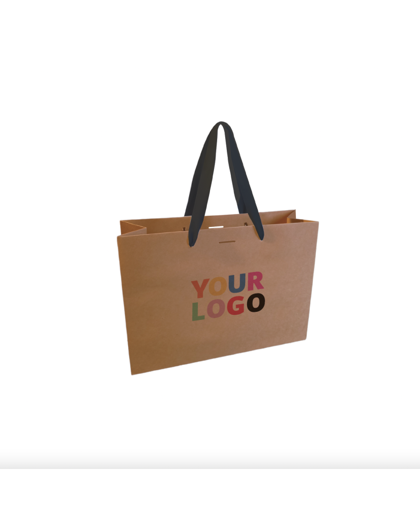 Luxury paper bags - Kraft L - Ribbon handles