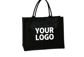 Black burlap bags customized with your logo - Order now