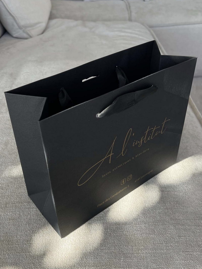 Luxury Paper Bags - Black XS - Ribbon Griffe