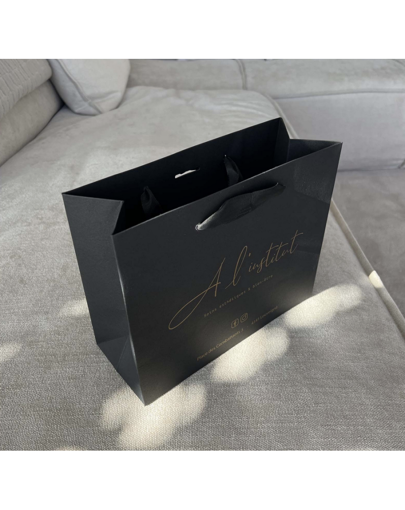 Luxury Paper Bags - Black XS - Ribbon Griffe