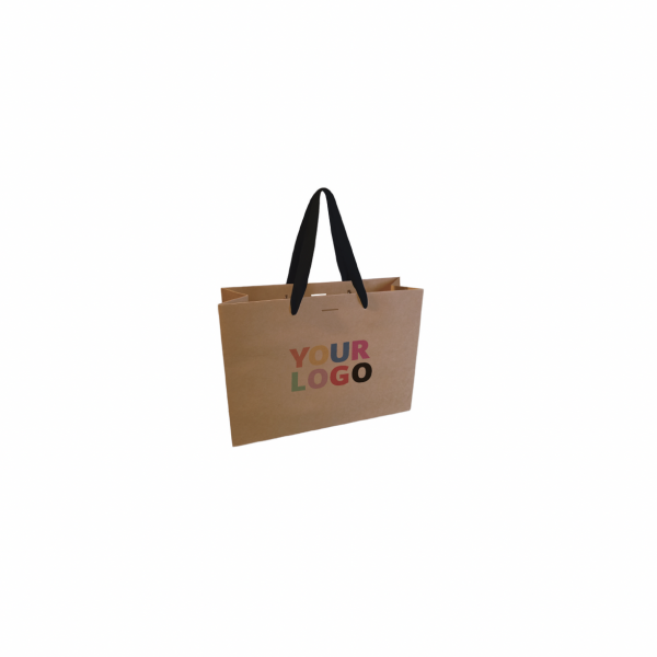 Chronopack Sac papier luxe poignées rubans - Kraft S