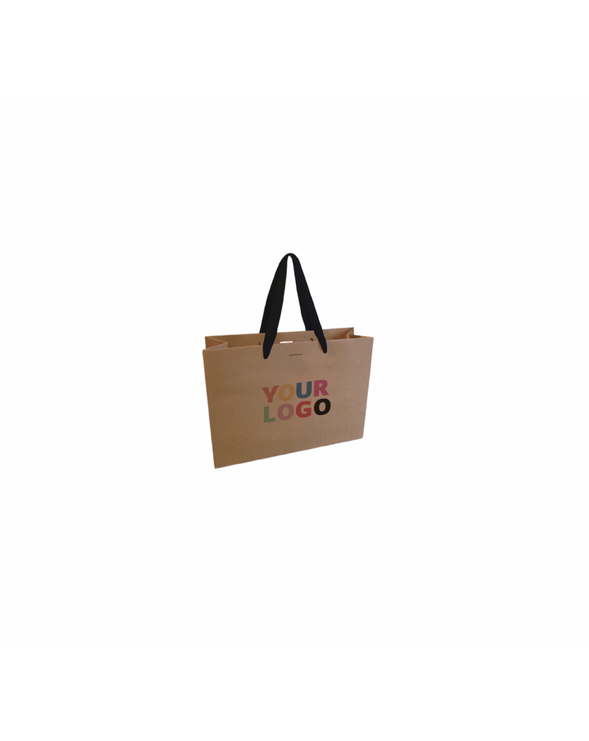 Chronopack Sac papier luxe poignées rubans - Kraft S