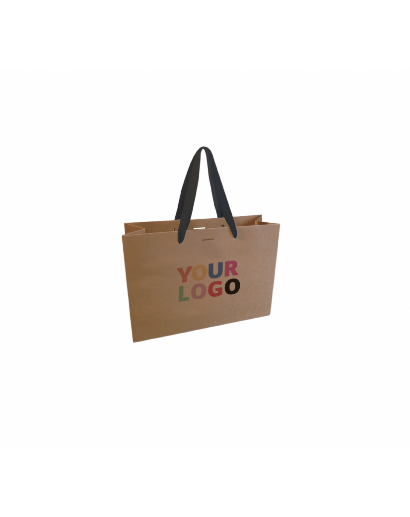 Luxury paper bags - Kraft M - Ribbon handles