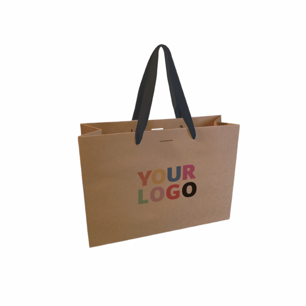 Luxury paper bags - Kraft L - Ribbon handles