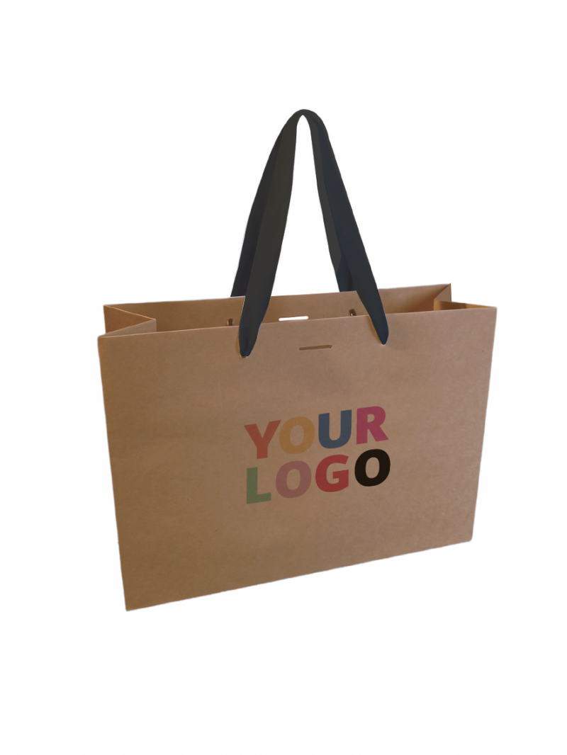 Luxury paper bags - Kraft L - Ribbon handles