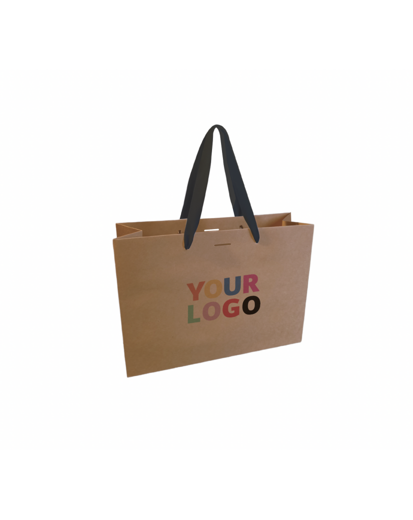 Luxury paper bags - Kraft L - Ribbon handles