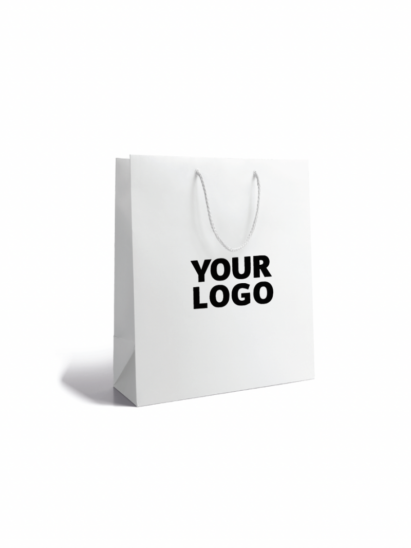 Luxury paper bags - White M - Drawstring handles