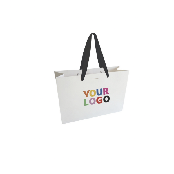 Luxury paper bags - White M - Ribbon handles