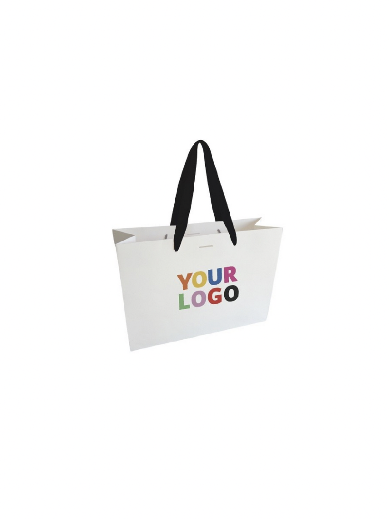 Luxury paper bags - White S - Ribbon handles